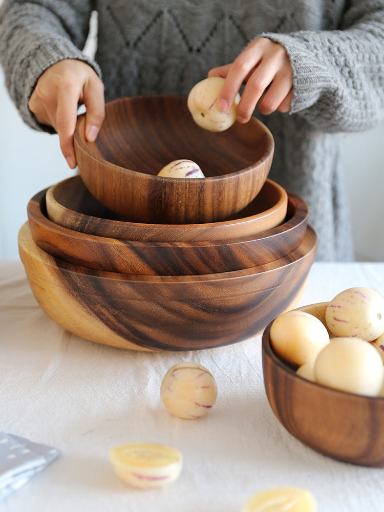 Saladier en Bois d'Acacia — Grand Bol de Service