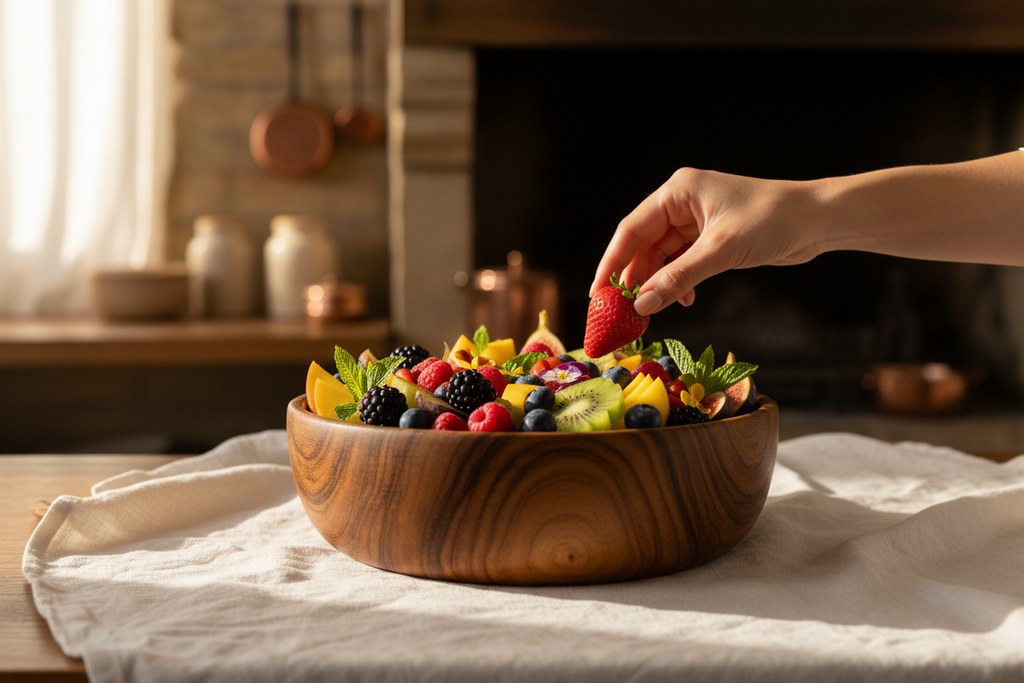 Saladier en Bois d'Acacia — Grand Bol de Service