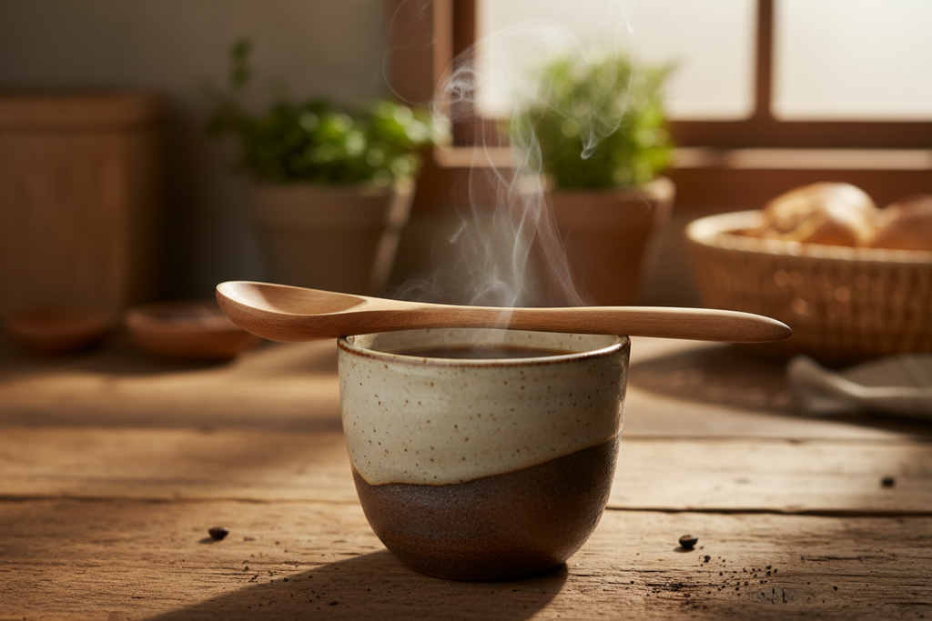 Cuillère Japonaise en Bois — Service & Dégustation