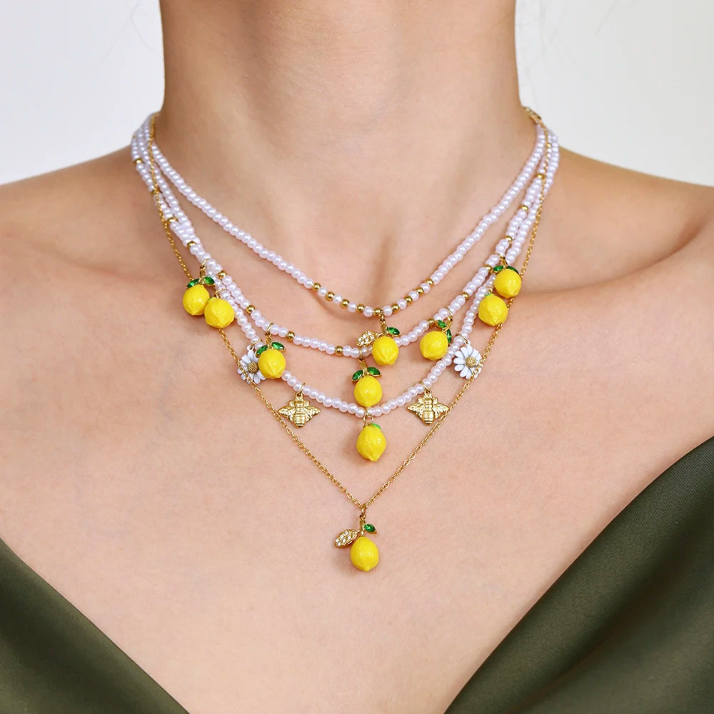 Collier Citron Maison Limóna porté